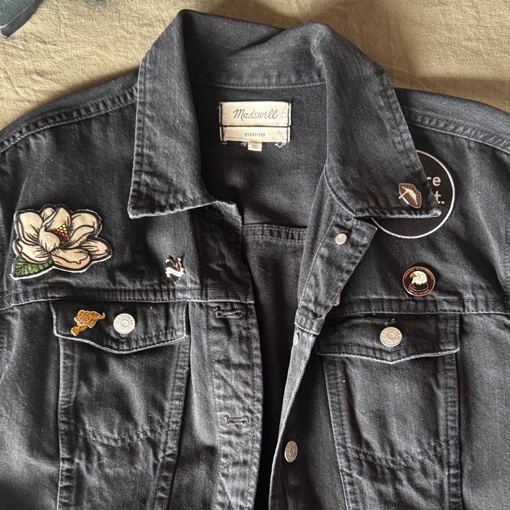 Madewell Size Medium Jacket with pins and patches